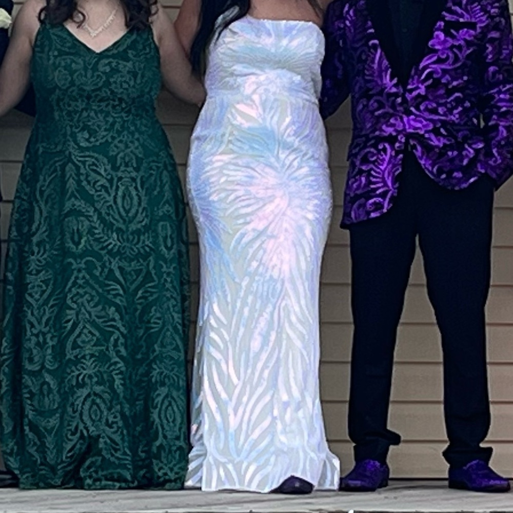 Nox Anabel White Sequin Prom Gown
